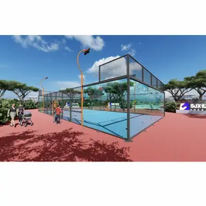 合成成本安装桨网球场可折叠桨球场支撑球场管 & 钢化玻璃钢1套10x20m米