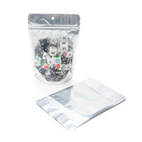 Sacs d'emballage alimentaire holographiques en plastique refermables, pochettes transparentes à fond plat