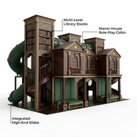 Equipo de Juegos Interior de Lujo con Temática de Mansión Neoclásica, con Biblioteca, Estructuras para Escalar y Textura de Tela PVC para Hoteles de Alta Gama