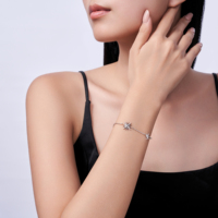 Gelang Pesona Moissanite Starburst Perak Sterling 925 Liontin Bintang Perhiasan Wanita Sehari-hari