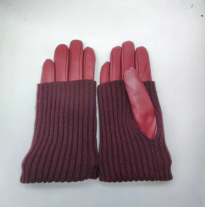 <span class=keywords><strong>Gants</strong></span> d'hiver en cuir véritable pour <span class=keywords><strong>femme</strong></span>, style vintage, en peau d'agneau, avec revers tricoté - Product Image 3