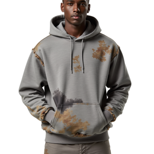 TKAN750 personnalisé hommes lavé en détresse à capuche coton polaire blanc haute qualité pull lavé à l'acide Vintage à capuche hommes vêtements - Product Image 1