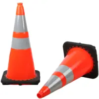 Orange Flexible PVC Traffic Safety Cone with Non-Peel-Off Reflective Collars