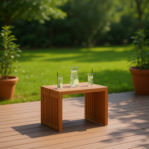 Mesa Auxiliar de Jardín de Teca 19.69 X 12.80 X 13.78 Pulgadas, Muebles de Exterior, Diseño Minimalista, Mesa de Madera Resistente - Product Image 2