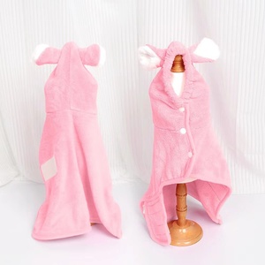 Adjustable Absorbent Solid <b>Pet</b> Bathrobe Towel Quick-Drying Fiber Hooded for Cats and Dogs Winter and Summer - Product Image 3
