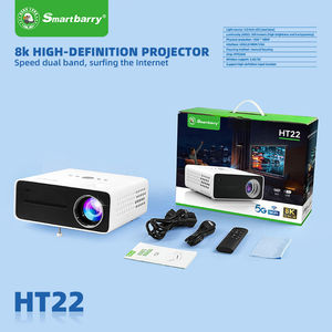 โปรเจคเตอร์อัจฉริยะสำหรับบ้าน HT22 ระบบปฏิบัติการแอนดรอยด์ ความละเอียดอัลตร้าเอชดี 4K มาพร้อมรีโมทคอนโทรลสีขาว - Product Image 3