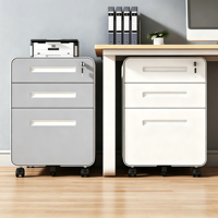Armoire de rangement métallique à 3 tiroirs, meuble de classement mobile en métal sous le bureau, armoire de rangement en acier pour bureau avec serrure à clé