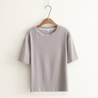 T-shirt en coton tricoté à manches courtes et col rond, coupe classique, respirant, avec volants, 220g, pour femme, avec logo personnalisé, idéal pour l'été