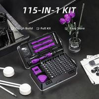 Kit d'outils de réparation manuels professionnels de précision, jeu de tournevis de 115 pièces, poignée magnétique antidérapante, pinces chromées