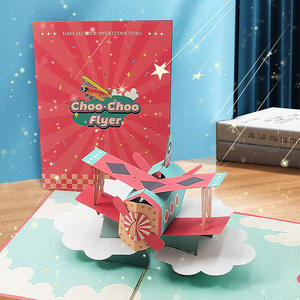 Tarjeta de Felicitación 3D Pop-Up al por Mayor con Tarjeta de Notas en Blanco, Sobre, Impresión Personalizada en Papel, Impresión UV con Molde de Avión, Estampado Dorado - Product Image 4