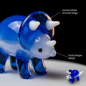 Figurines miniatures de dinosaures en <span class=keywords><strong>verre</strong></span> coloré, sculptures d'animaux soufflées à la main, décoration de bureau, vente en gros, <span class=keywords><strong>sur</strong></span> mesure - Product Image 4