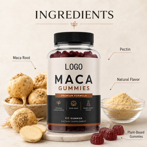Gummies de haute qualité à l'extrait de Maca et à la racine de Ginseng Panax pour adultes - Soutien immunitaire, gestion de l'énergie, certifié Halal, 60 unités - Product Image 3
