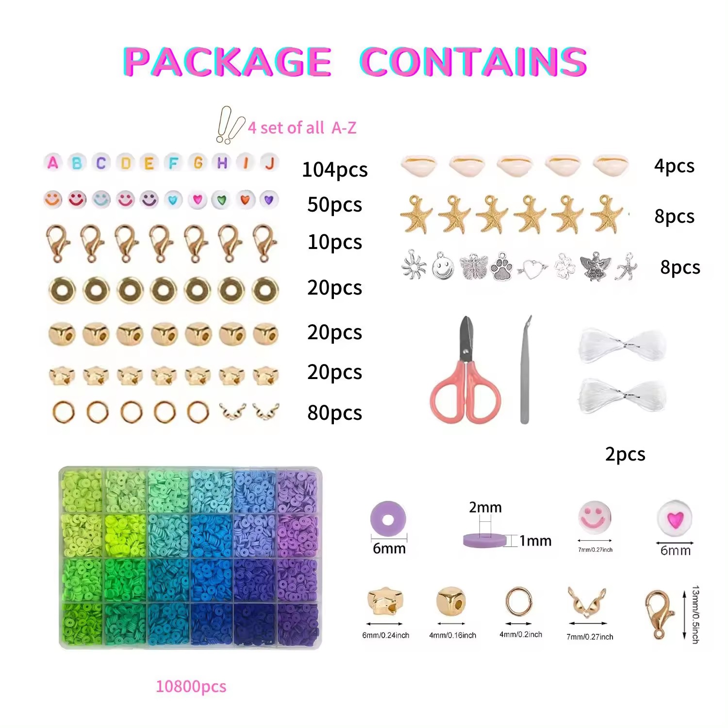 72 Color 10800pcs Colorful Flat Round Polymer Clay Bead Diy Hand Craft Clay Heishi Beads Soft Clay Beads for Bracelet Making Kit