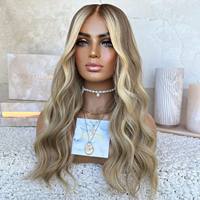 Perruques Lace Frontal Blond Balayage avec Mèches, Cheveux Européens Vierges Bruts à Cuticules Alignées, Perruques Lace Front pour Femmes