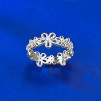 Cincin Bunga Karangan Bunga Perak S925 dengan Desain Unik, Nuansa Mewah Ringan Berkualitas Tinggi, Cincin Perak Murni Serbaguna untuk Wanita.