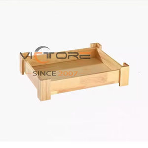 Présentoir rectangulaire en bois pour desserts, buffet traiteur, confiseries, avec panier à frites en acier inoxydable - Product Image 2