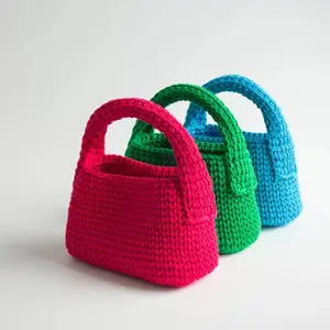 Bester Preis Bunte Basic Handtasche zur Arbeit Schwarze Häkel tasche, hand gefertigte Häkel tasche, Boho Sommer tasche häkeln Großhandel