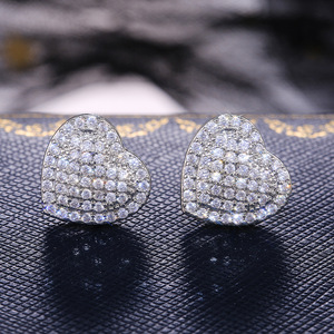 Orecchini a perno a forma di cuore scintillante da donna, eleganti orecchini a lobo a forma di cuore, gioielli alla moda per tutti i giorni e feste - Product Image 2