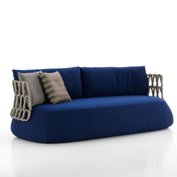 Ensemble de canapés d'extérieur modernes en rotin avec coussins imperméables, chaise longue de balcon de villa, mobilier d'extérieur Perched Cloud