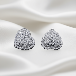 Pendientes de Diamantes con Corte Corazón en Oro Blanco, Color D, Naturales, Certificados por GIA, Estilo Romántico para Boda - Product Image 2