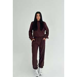 ชุดเซ็ตสองชิ้นสีน้ำตาลแบรนด์ Brimsley ทรงหลวมสไตล์สาวออฟฟิศ เสื้อถักลำลอง กางเกงขายาวระดับเข่า สำหรับฤดูใบไม้ร่วง/ฤดูหนาว - Product Image 2