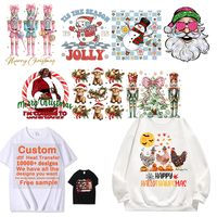 Transferts thermiques DTF personnalisés pour T-shirts et vêtements, motifs de personnages de Noël, en feuille de transfert, pour sérigraphie et impression par presse à chaud