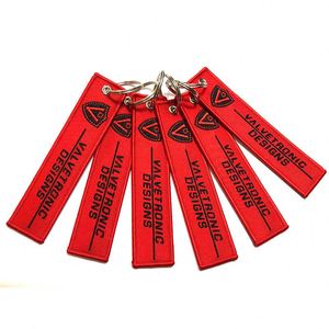 Double Logo Design Polyester Twill Keychain <b>Custom</b> Embroidery for <b>Key</b> Holder Cartoon Style - Product Image 2