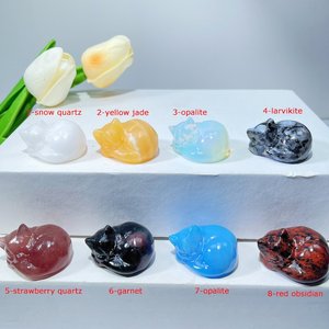 Crystal Quartz Sleeping <b>Cat</b> Carving Crystal Crafts <b>Cat</b> Carvings for <b>Gift</b> Decoration - Product Image 2