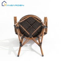 Fauteuil d'extérieur commercial en rotin PE tressé, avec structure en tube d'aluminium couleur bois, pour villa et terrasse portable