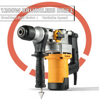 Marteau perforateur électrique professionnel sans balais à vitesse variable, capacité de perçage maximale 26 mm, 220 V, 3 ans de garantie OEM, sans clé