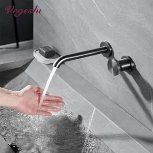 Sıcak soğuk pirinç lavabo musluk mikser gizli duvara monte gizli havza musluklar yeni tasarım tek kolu dokunun musluklar