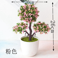 Mini plante artificielle en pot en plastique, arbre vert, plante verte en pot avec petites fleurs pour la décoration de jardin