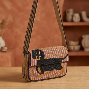 Sac à bandoulière souple orné de perles, fait main, élégant, pour soirée, fête ou mariage - Product Image 2