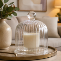 Support de Présentation en Acrylique Personnalisé pour Cloche à Bougie, Dôme Transparent Anti-Poussière pour Pot à Bougie, Décoration d'Intérieur avec Poignée et Logo