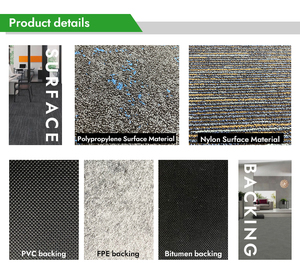 Hj 25*100cm văn phòng thương mại sàn màu xám dày gạch Thảm 50x50 tự dính Polypropylene Thảm gạch vuông - Product Image 3