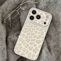Étui ZL033 rétro imprimé léopard tricolore pour iPhone 17 Pro Max, grande fenêtre, iPhone 16, souple, couverture intégrale, 14