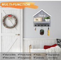 Porte-clés pour décoration murale, support mural pour organisateur de courrier avec 5 crochets à clés, porte-clés en bois rustique pour la décoration intérieure de la ferme
