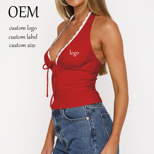 Débardeur sexy sans manches pour femme, style camisole, dos nu, à nouer, en coton et élasthanne, collection été, best-seller - Product Image 2