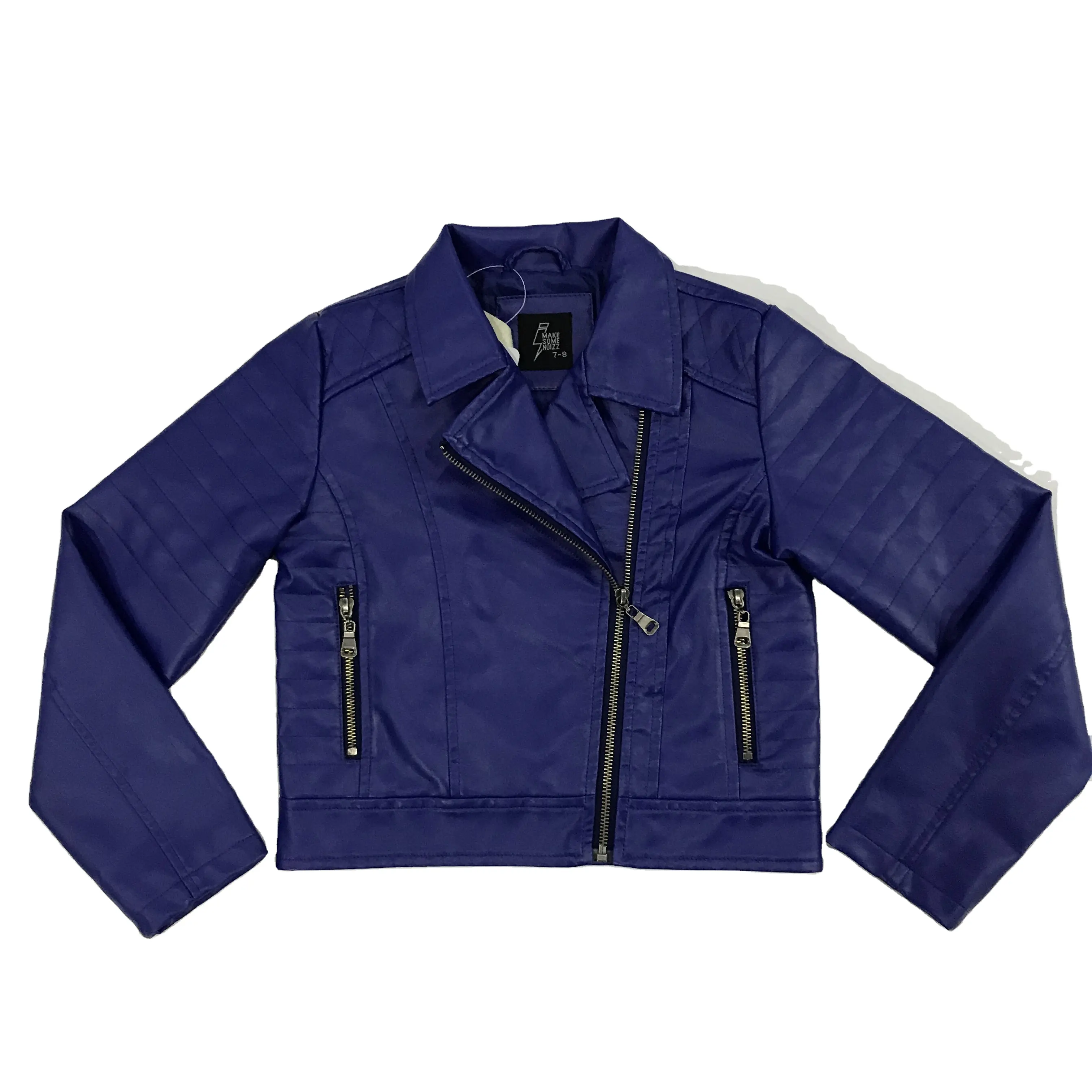 top quality leather jacket for kids children's winter clothing in purple cool girls