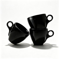 Tasse à café en verre noir de 180 ml, design moderne, directement de l'usine, vide