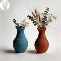 Moule en silicone DM1427 style terre cuite pour vase, pot de fleurs rustique à nervures, pour résine, béton, plâtre, flexible et réutilisable, DIY