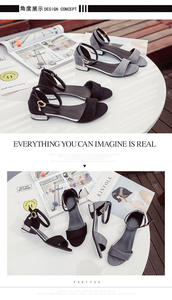 Nuovo Stile Estivo Sandalo con <span class=keywords><strong>Tacco</strong></span> <span class=keywords><strong>Medio</strong></span> alla Moda con Bottone Vendita all'Ingrosso Sandalo da Donna in Camoscio con Punta Aperta e <span class=keywords><strong>Tacco</strong></span> Spesso - Product Image 2