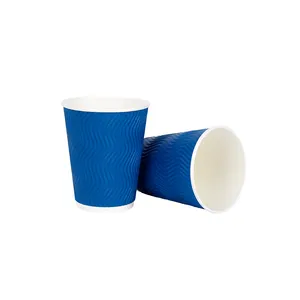 Corrugated Paper Cup Factory Hot Sell Disposable Coffee Paper Cups 12 Oz Ripple Wall Corrugated Paper Cup With Lids
