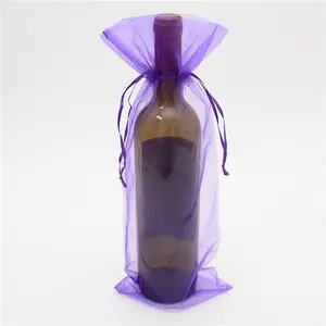 थोक अनुकूलित पुन: प्रयोज्य ऑर्गेना वाइन बोतल बैग पर्यावरण के अनुकूल ऑर्गेना ड्रॉस्ट्रिंग वाइन पैकेज बैग