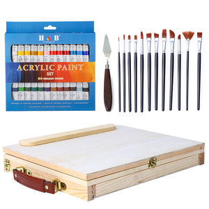 Ensemble de 38 pièces de peinture acrylique avec boîte en bois et <span class=keywords><strong>chevalet</strong></span> pour enfants Ensemble de <span class=keywords><strong>dessin</strong></span> du fournisseur d'art pour jeunes artistes - Product Image 5