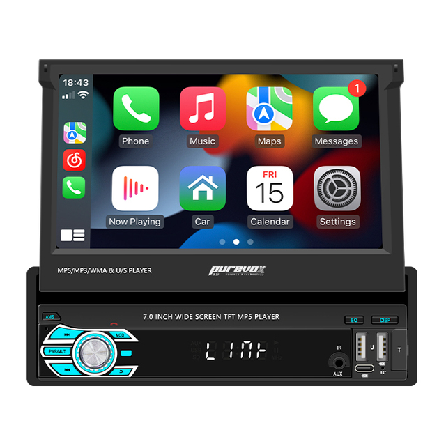 Universal 7" Single Din In-Dash Car MP5 Player Carplay Rear View FM RDS Mirror Link SWC Radio Tuner Android Auto RGB Dashboard