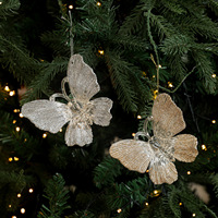 Ornements de Noël en acrylique avec paillettes de platine, papillon, libellule, pendentif suspendu pour arbres de Noël, décorations de vacances