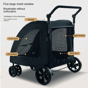 Grosir murah Medium besar Stroller hewan peliharaan Travel mewah troli anjing kereta lipat 4 roda dilepas Kereta anjing kembar - Product Image 3