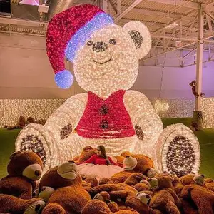 Commerciële Gigantische Teddybeer Verlicht Outdoor Kerst Ijsbeer Oplichten