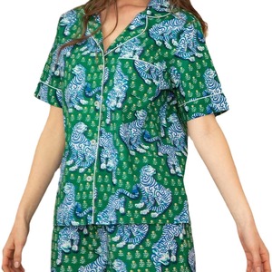 Da donna verde stampa tigre 2 pezzi <span class=keywords><strong>pigiama</strong></span> a manica corta pantaloncini da 2 pezzi Set <span class=keywords><strong>pigiama</strong></span> donna con stampa scimmia <span class=keywords><strong>coniglio</strong></span> - Product Image 5